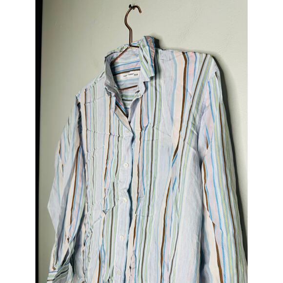 SAMSOE Multicolored Blue Striped Front Button Collared Alfrida Shirt Size XS - Picture 10 of 12